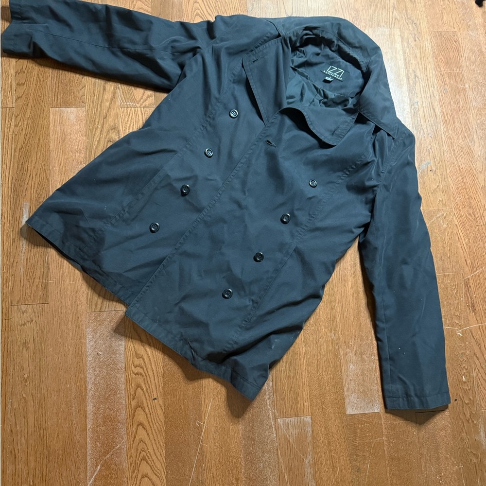 IZZI ACTIVEWEAR Black Double-Breasted Peacoat